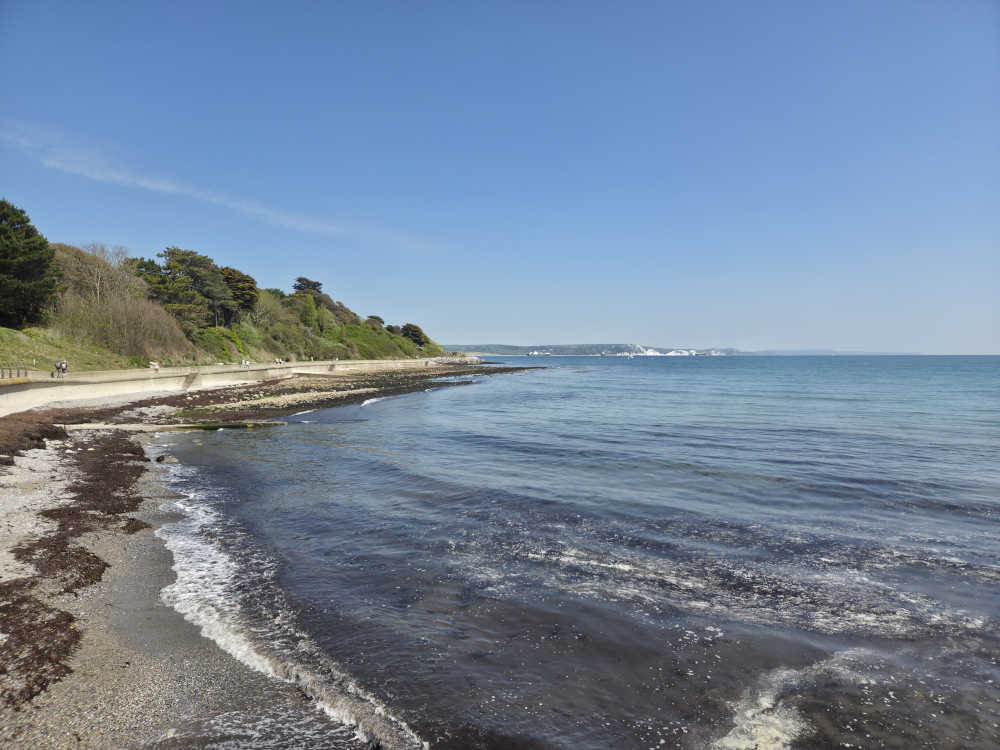 Newton's Cove looking towards Weymouth and the Nothe